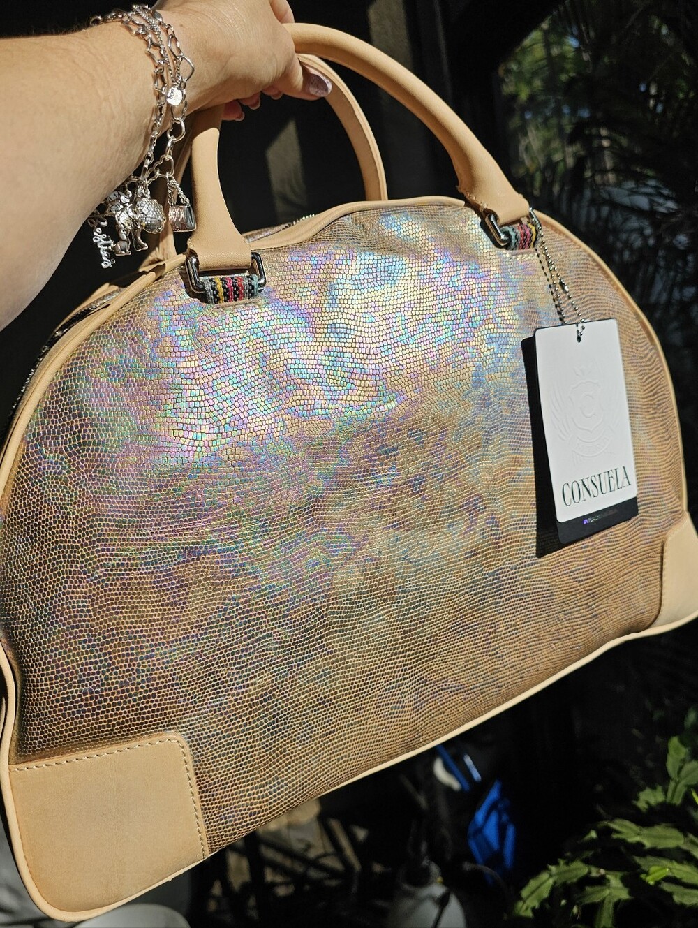 Consuela Gloria Commuter Tote NWT Iridescent Leather Work Travel Bag - Picture 7 of 16